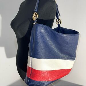 Tory Burch Colorblock Pebbled Leather Hobo Bag